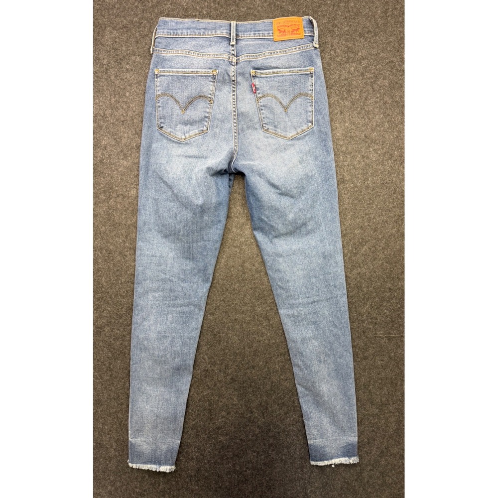 Levis 720 High Rise Super Skinny Jeans Light Wash Distressed Raw Hem 27 - Picture 5 of 9